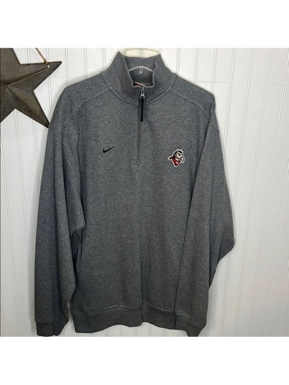 Nike Gray Quarter Zip Up Sweat Shirt with Embroidered Logo